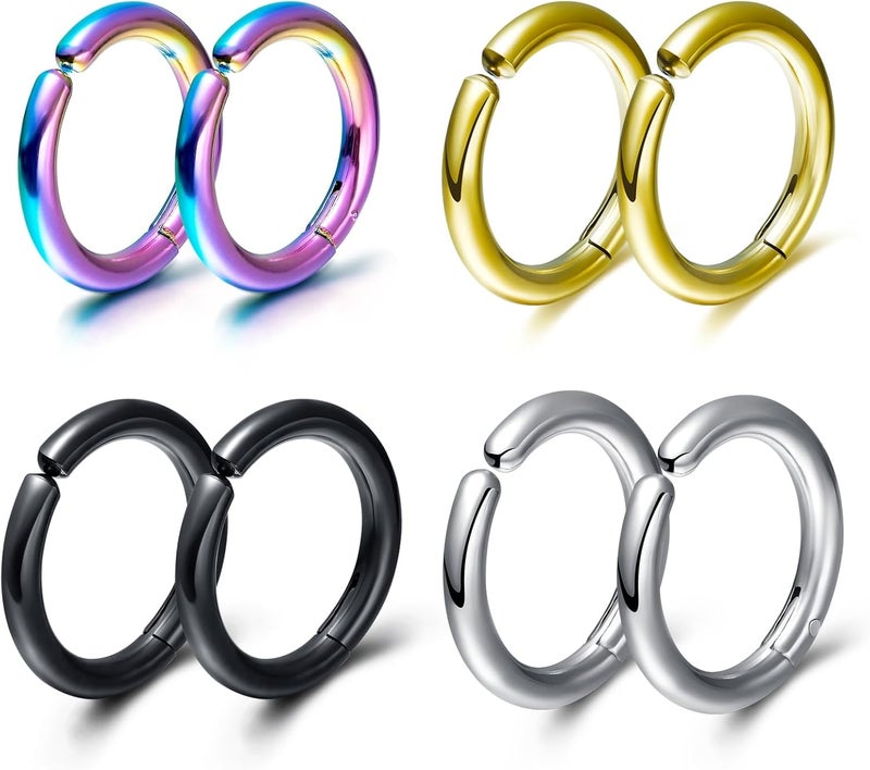 SIISPRI 3 Pairs Clip On Huggie Earrings for Men Women, Unisex Surgical Stainless Steel Hypoallergenic Earrings,Small Hoop Earrings, Polished for Non Pierced Earrings - Image 1